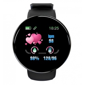 Ceas inteligent Techstar D18 - Display OLED 1.3 inch, functii health tracking, culoare neagra, waterproof IP65