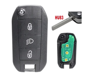 Cheie auto completa Techstar HU83 cu telecomanda si cip compatibila Citroen Peugeot