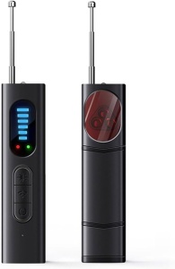 Vedere fata si spate detector anti-spionaj Techstar T15, design compact si portabil