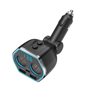 Incarcator Auto Techstar® A21C, Dual USB, Fast Charging, 2 Prize, USB Type C, Compact, Iluminare Ambientala - Img 3
