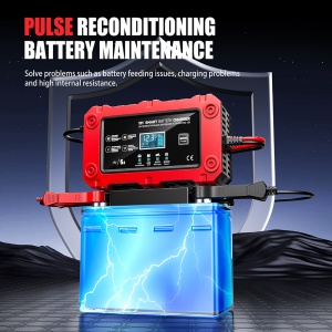 Techstar BC-1206 rosu in utilizare pentru incarcare, reparare si mentenanta baterii auto moto