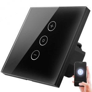 Intrerupator Techstar V2 negru cu functie dimmer si control vocal Alexa Google Home