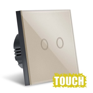 intrerupator touch auriu cu led si doua butoane tactile