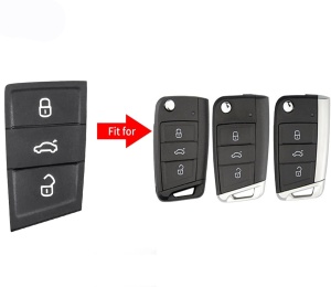 Set 3 membrane cauciuc negru cu simboluri albe pentru chei VW Golf 7
