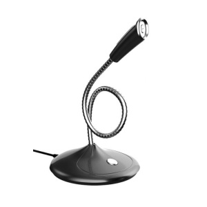 Microfon Techstar 360 grade negru cu baza solida si conexiune USB pentru birou si gaming