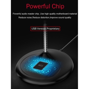 Baza USB a microfonului Techstar negru cu iluminare si stabilitate ridicata
