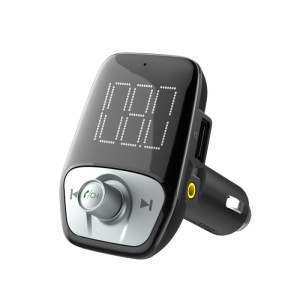 Modulator FM Techstar® T17B, Wireless, Bluetooth 4.2, Microfon Integrat, FM Transmitator, Voltaj Baterie, USB, Slot MicroSD, AUX - Img 1