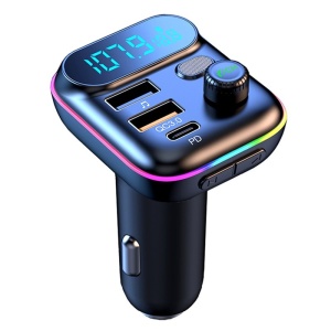 Modulator FM Techstar® T70, Bluetooth 5.0, Voltaj Baterie, USB, QC 3.0 + 18W PD Type C, MicroSD, RGB - Img 1