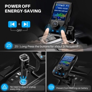 Modulator FM Transmitator Auto Techstar® EQ-Onever, Bluetooth 4.0, Wireless, Onever, cu Display 1.8", 3xUSB, HandsFree - Img 4
