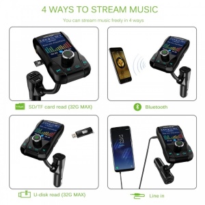 Modulator FM Transmitator Auto Techstar® EQ-Onever, Bluetooth 4.0, Wireless, Onever, cu Display 1.8", 3xUSB, HandsFree - Img 9