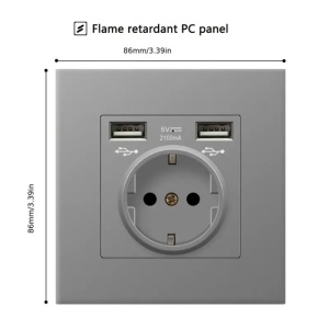 Priza de perete gri cu 2 porturi USB Techstar TS-PC