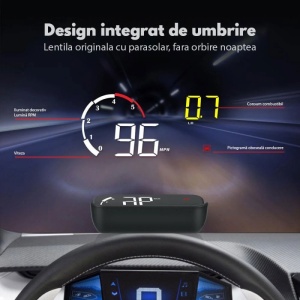 Proiector informatii de bord pe parbriz, Head Up Display Techstar® OBD II, M10, display 3,5 inch, proiectie afisaj bord pe parbriz, turatia, viteza, temperatura apei, kilometrajul - Img 7
