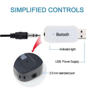 Receptor Audio Adaptor USB Techstar® A2DP cu Jack 3.5mm Transmitator AUX, Alb - Img 3