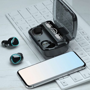 Resigilat Casti Smart Techstar® M10, Wireless, Bluetooth V5.1, Touch, Display Digital, 2000mAh, pentru iPhone Xiaomi Huawei, Negru - Img 2