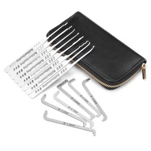 Set 14 Piese Instrumente Lacatuserie Lock Picking, 8 Unelte de Precizie si 6 Chei de Tensionare, Otel Inoxidabil, Trusa pentru Lacate si Incuietori, Husa cu Fermoar - Img 3