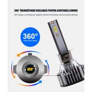Set 2 LED-Uri Auto Techstar® V8, 9012, 120W, 12-24V, 15000 Lumeni, 6000K, Unghi Fascicul 360°, CSP 3570, Canbus, Radiator Aluminiu, Racire Cooling Tech, Argintiu - Img 12