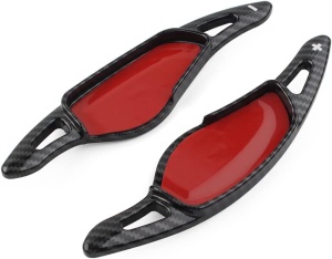 Set 2 padele carbon negru cu insertii rosii