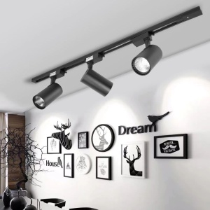 sina monofazata neagra cu doua spoturi LED Techstar pentru iluminat comercial