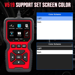 Ecran color Techstar V519 cu coduri OBD2 si optiuni stergere