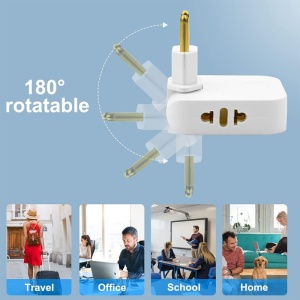 Adaptor priza multifunctional negru pentru calatorii internationale