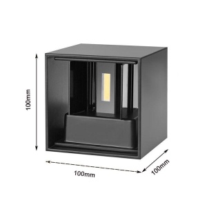 lampa LED perete exterior Techstar Cube negru rezistenta la praf si apa