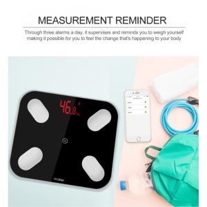 Cântar digital Bluetooth Techstar - 180kg capacitate, design modern negru, monitorizare fitness