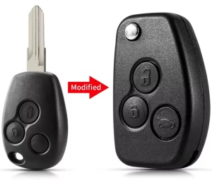 Carcasa cheie auto Techstar, transformatoare tip briceag, cu 3 butoane si lama VAC102, compatibila Dacia Logan, Renault Trafic – aftermarket