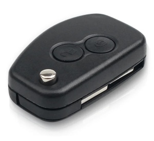 Carcasa cheie auto Techstar briceag flip NE72 2 butoane - vedere oblica carcasa inchisa (fara electronica)