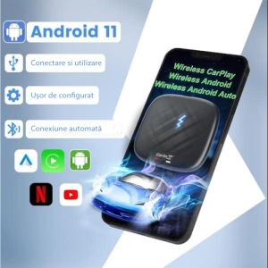 Carlinkit CarPlay Ai Box Cu Android 11.0 Techstar® CPC200 Mini, RAM 3G, ROM 32G, 5V-1A, Redare Video, Muzica, GPS, TF Card, APP, Hotspot WiFi, Negru - Img 5