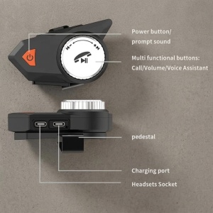 Unitate Bluetooth Techstar MotoCom cu sistem de fixare pentru casca moto