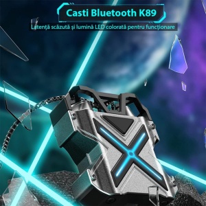 Design ergonomic casti gaming Techstar K89 cu lumini si conectivitate rapida