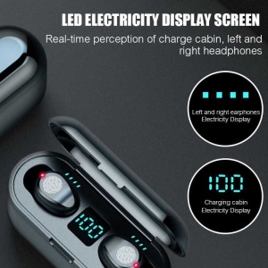 Casti F9 Mini Smart TWS Techstar®, Wireless, Bluetooth V5.0, SplashResistent, Touch, iOS, Android, Negru - Img 4