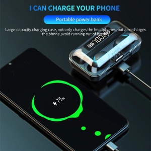 Casti F9 Smart Techstar®, Wireless, Bluetooth V5.0, SplashResistent, Touch, iOS, 1200mAh, Android, Negru - Img 2