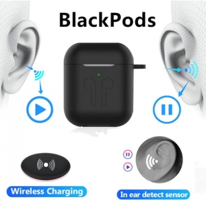 Casti i9000 TWS AIR 2 Techstar®, Bluetooth 5.0, Wireless QI, Pentru Android si iOS, Negru - Img 2