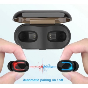 Casti Wireless Q32 TWS Techstar®, Bluetooth 5.0, Conexiune Instanta, Waterproof IPX5, 1500mAh, Touch, Negru - Img 4