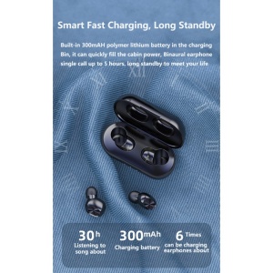 Casti Wireless TWS 50C Techstar®, Bluetooth 5.0, Conexiune Instanta, Waterproof IPX5, 300mAh, Touch, Negru - Img 5