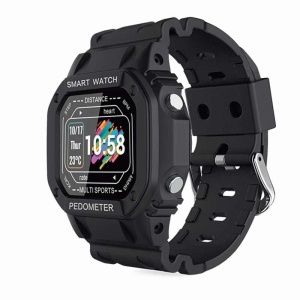 Ceas Smartwatch Techstar® i2, 0.96 inch LCD, Bluetooth 4.0, Monitorizare Puls, Tensiune, Somn, Alerte Sedentarism, Hidratare, Negru - Img 1