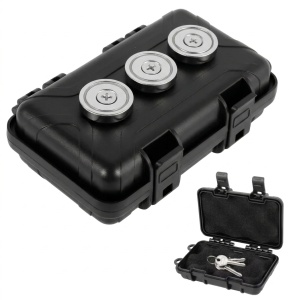 Cutie magnetica Techstar pentru cheie de rezerva, cu 3 magneti neodim si carcasa neagra