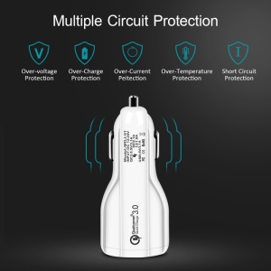 Incarcator Auto Dual 2 USB Techstar® Qualcomm Quick Charge 3.0 Adaptor 9V 2A Bricheta Alb - Img 6