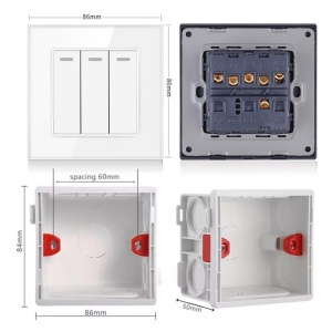 Set complet intrerupator triplu cap scara alb cu accesorii montaj