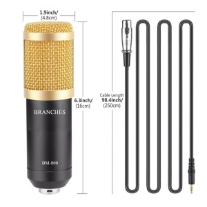 Microfon Profesional BM800 Techstar®, Inregistrare Vocala si Karaoke, Gold Negru - Img 4