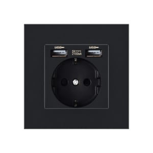 priza Techstar PCU1 simpla negru cu 2 porturi USB policarbonat 16A