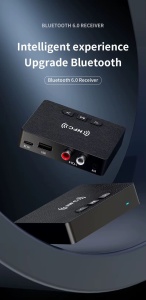 Receiver Audio Bluetooth 6.0 cu butoane pentru controlul redarii si volumului