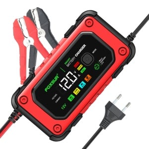 Redresor Foxsur 12V 7A rosu cu afisaj LED si cleme de conectare