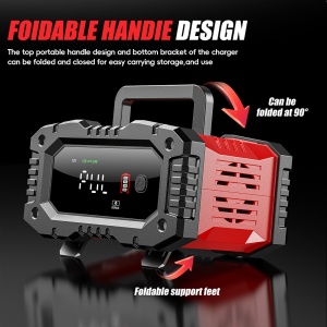 Redresor Auto Digital Foxsur FPT-200, incarcator inteligent baterii 12V/24V cu ecran LCD