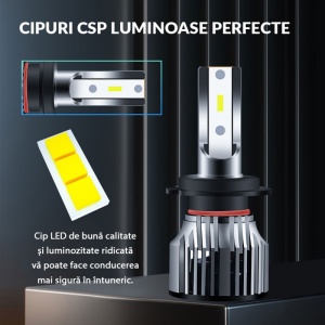 Set 2 LED-Uri Auto Techstar® PN-V7, H7, 52W, 9000 Lumeni, 6500K, 9-24V, Unghi Fascicul 360°, CSP 1860, Canbus, Radiator Aluminiu, Racire Cooling Tech, Argintiu - Img 9
