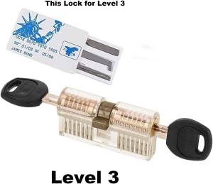 Set Instrumente Lacatuserie Lock Picking, Lacat Transparent de Antrenament, 17 Unelte Metalice, Set 5 in 1 Tip Card, 2 Chei, Trusa Practica pentru Incepatori - Img 3