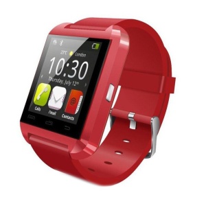 Smartwatch Techstar U8+ rosu cu ecran LCD 1.44 inch si conectare Bluetooth