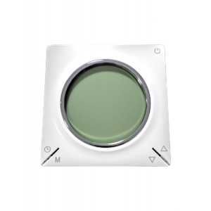 Termostat Techstar TH-12W alb ecran rotund vedere frontala