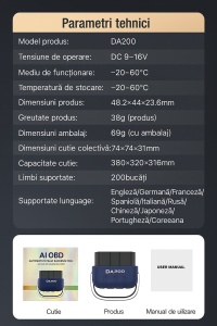 Tester Diagnoza Auto OBD2 Techstar DA200 cu Aplicatie AI, Resetare Coduri Eroare, Date in Timp Real, Compatibil Majoritatea Masinilor - Img 8
